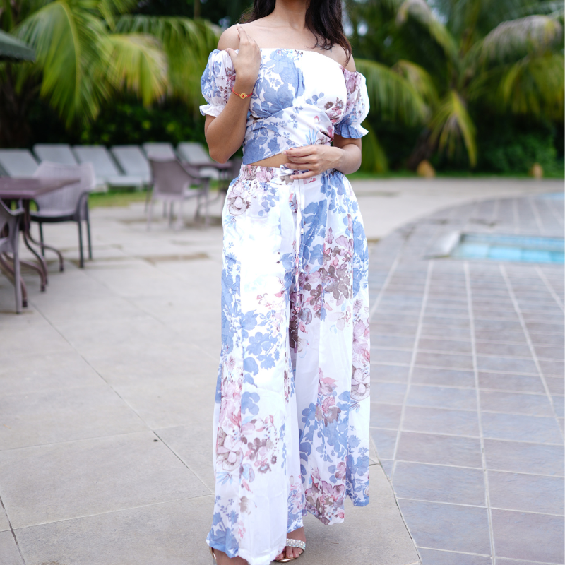 Floral off shoulder two piece set