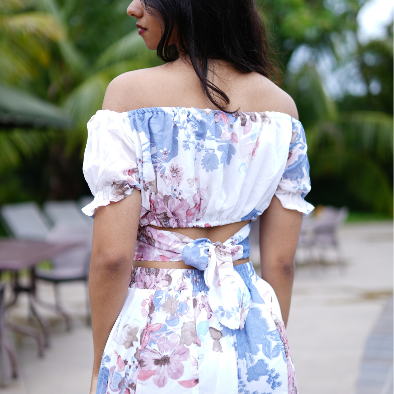 Floral off shoulder two piece set