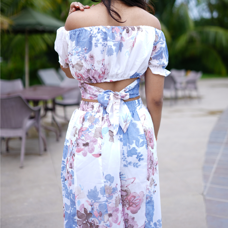 Floral off shoulder two piece set